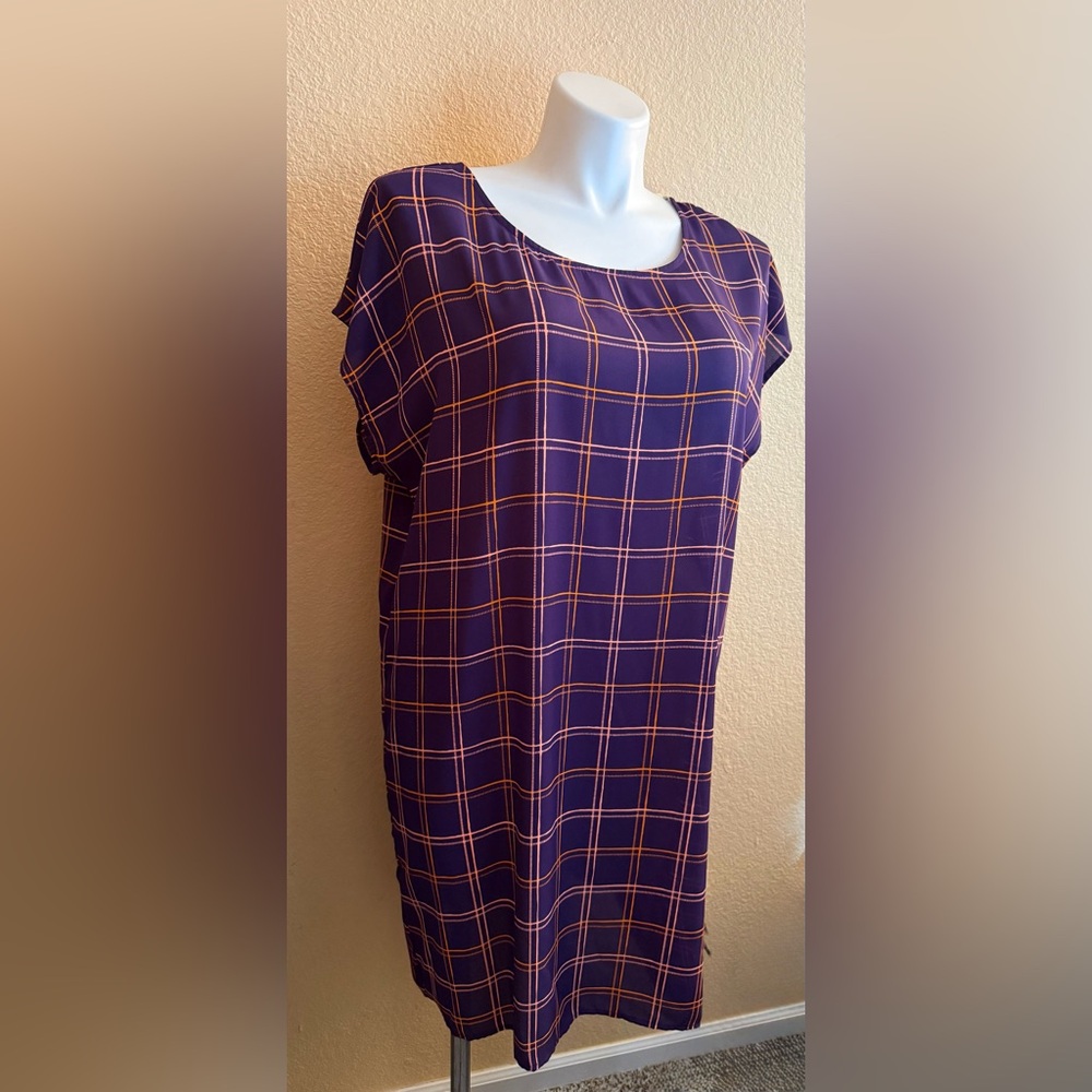 Stylish Plaid Dress in Purple and Orange